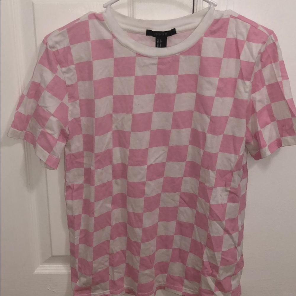 Pink and White Checkerboard Tee